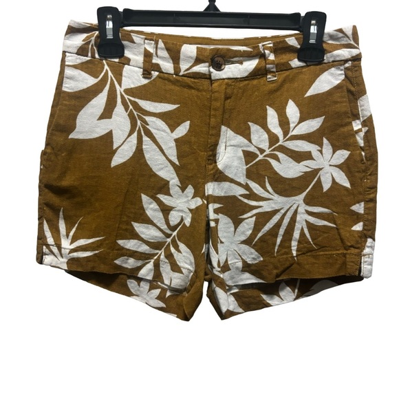 Old Navy Pants - Old Navy Linen Blend Brown Floral Everyday Shorts